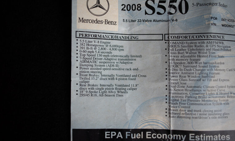 2008 Mercedes S550 Used Car For Sale in Sarasota, FL